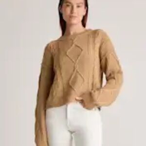 Quince Camel Cable Knit Sweater S